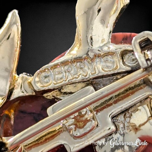 Vintage 1960s Gerry's Pink Stone Rhinestone Turtle Gold Tone Brooch Pin - Picture 8 of 9